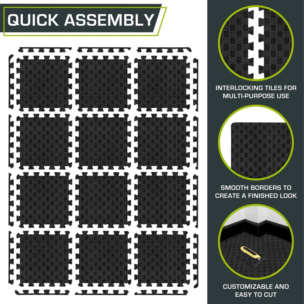 ProsourceFit Exercise Puzzle Mat ½ in, Checkered EVA Foam Puzzle Floor Mat...