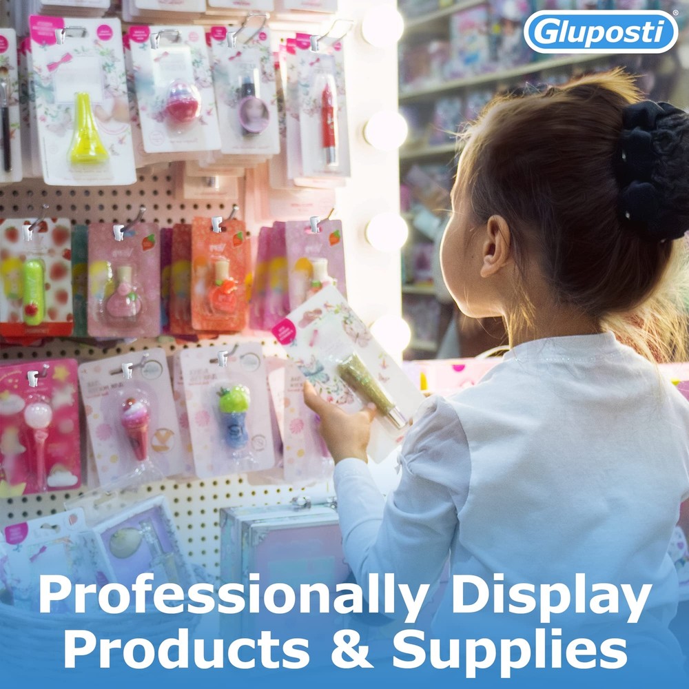 Peg Hook Stoppers for 1/4 Pegboard Hooks & Slatwall Hooks Clear Rectangular I...