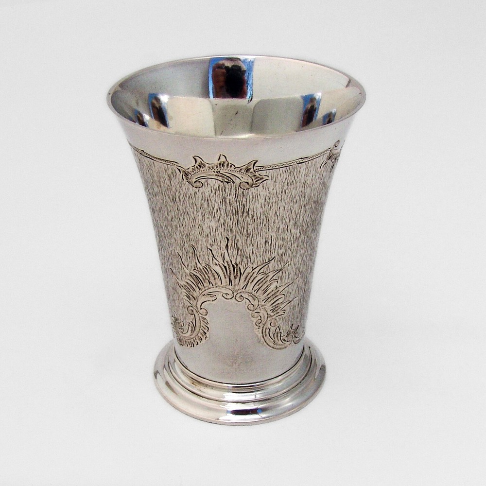 German Textured Footed Beaker Wilhelm Binder 800 Standard Silver