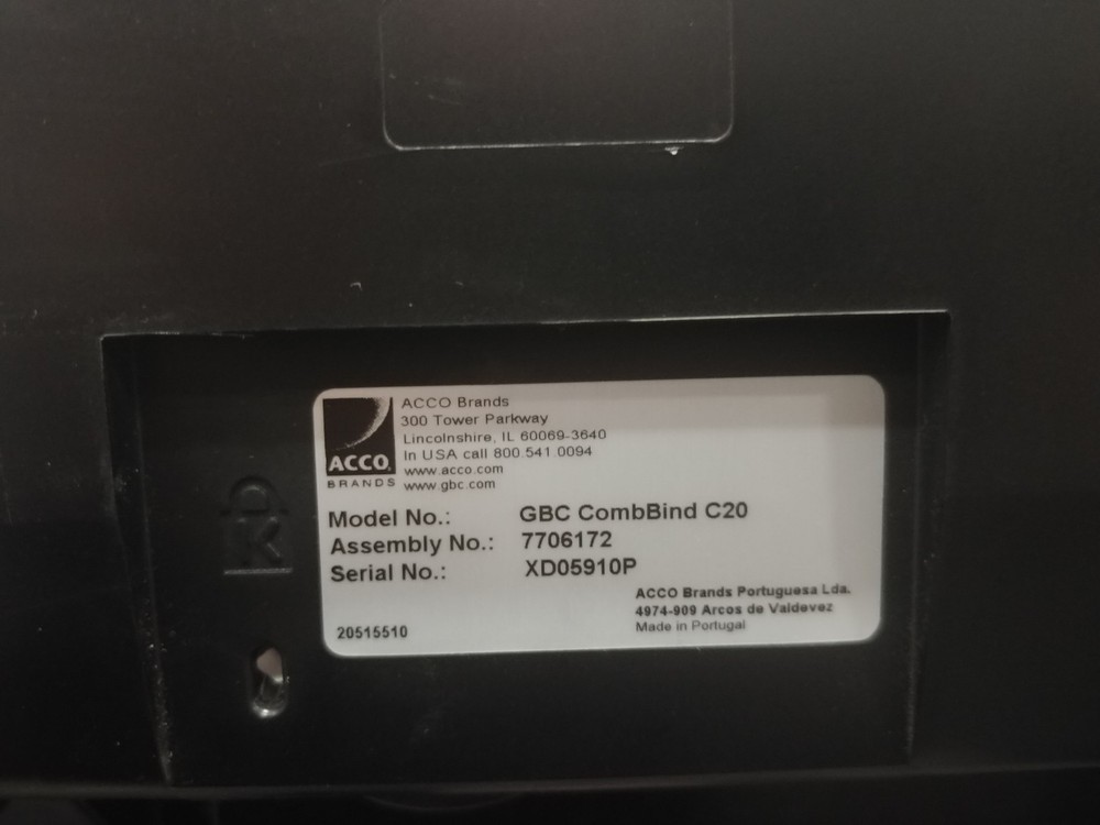 GBC CombBind C20 Manual Binding Machine For Parts