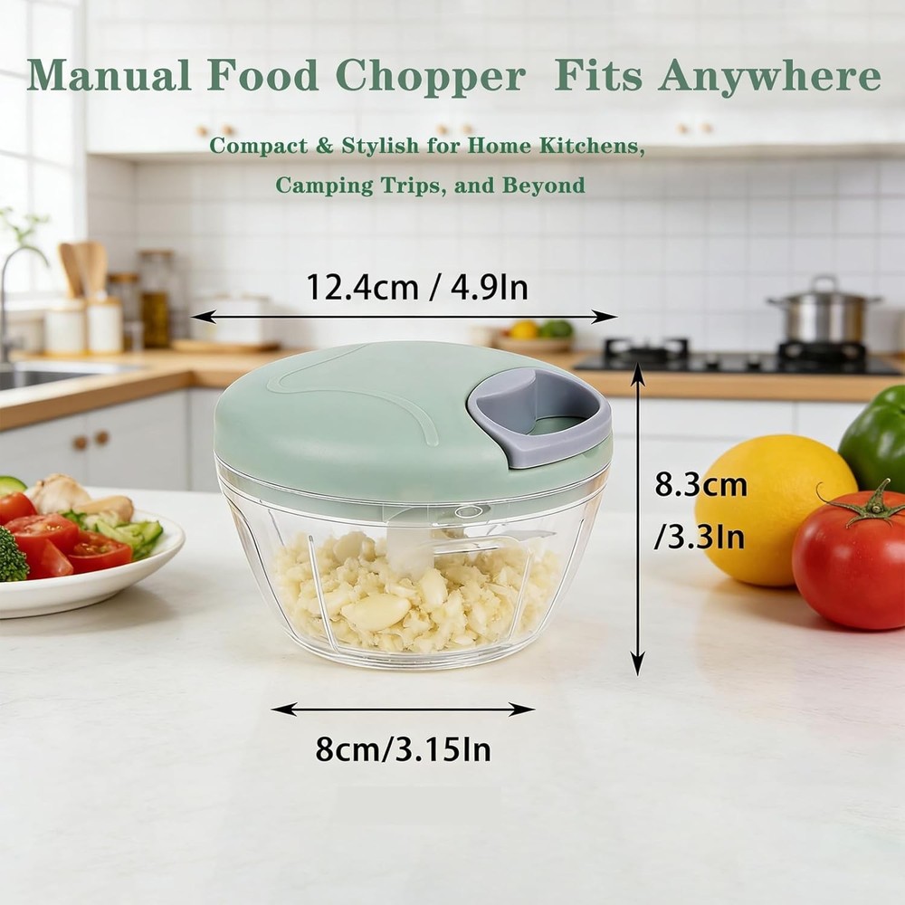 Vegetable Chopper Manual Food Chopper with Container, Hand Pull String Veggie