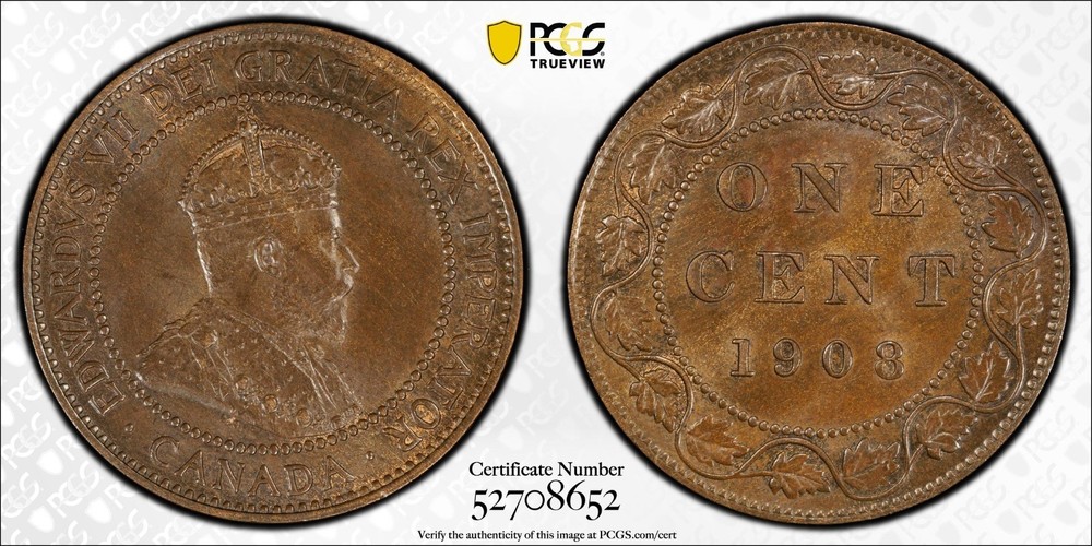 1908 Canada large cent PCGS MS64BN