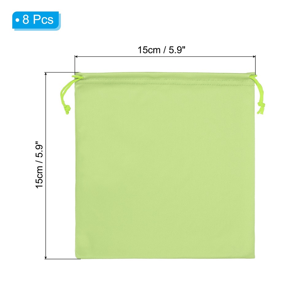 Ski Goggle Bag, 8 Pcs Soft Microfiber Drawstring Pouch, 15cmx15cm, Green