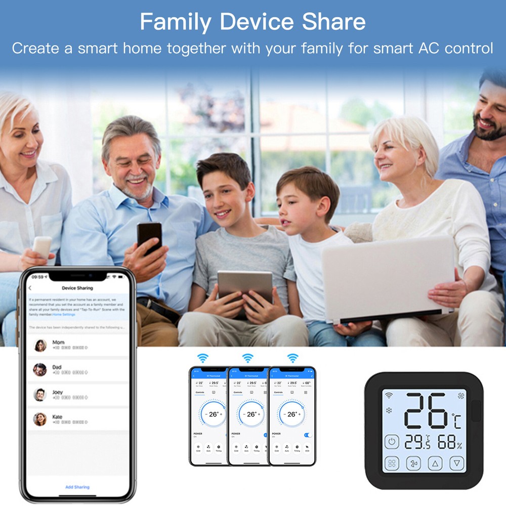 MOES WiFi IR Smart AC Remote Controller LCD Touch Screen Built-in Thermometer