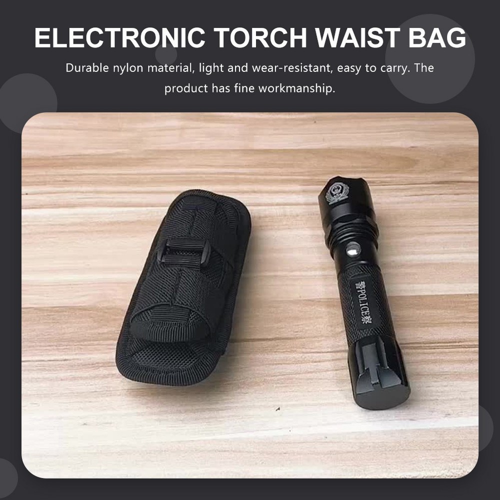 Outdoor Flashlight Pouch Rotatable Belt Clip Nylon Torch Protector