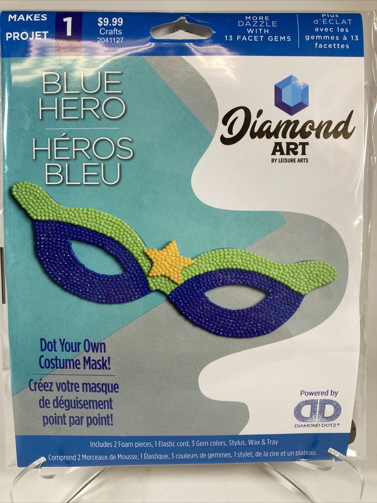 Diamond Art By Leisure Arts Blue Hero Mask Kit