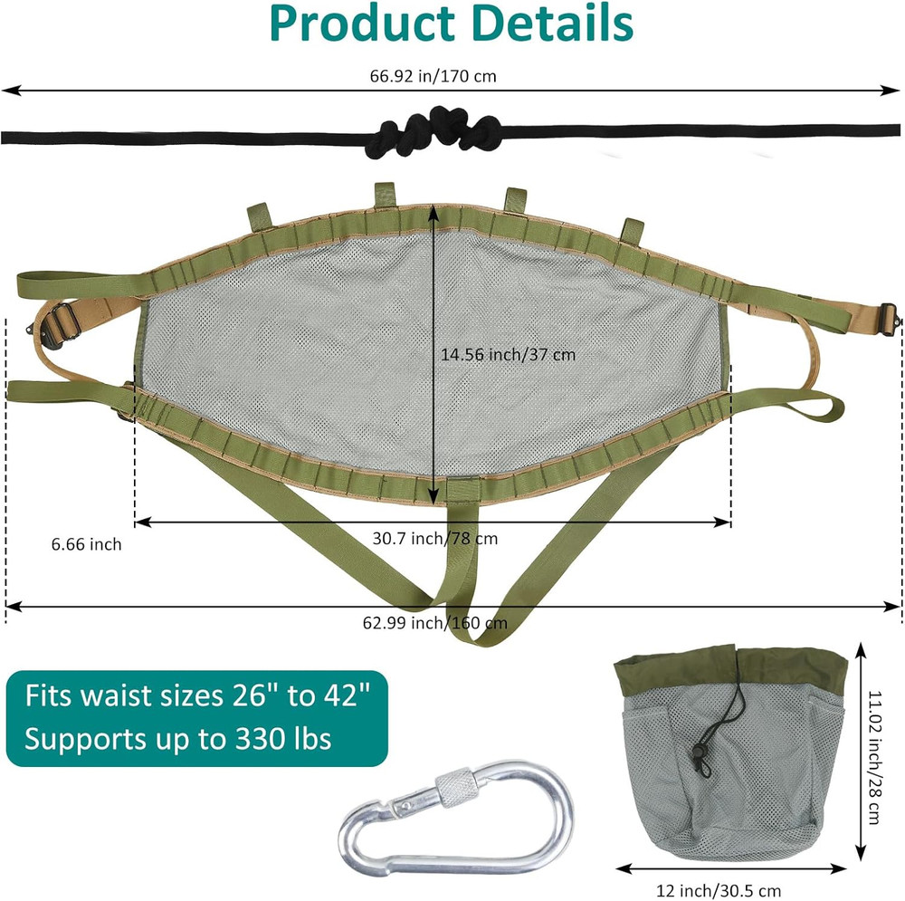 Saddle Hunting, Adjustable Tree Climbing Saddle with Carry Bag, Ultra-Large Comf