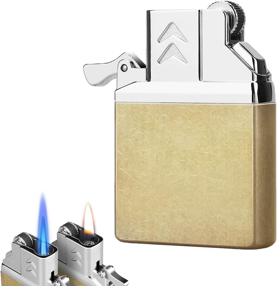 Durable Metal Butane Lighter Insert - Dual Torch & Soft Flame for Versatile Use