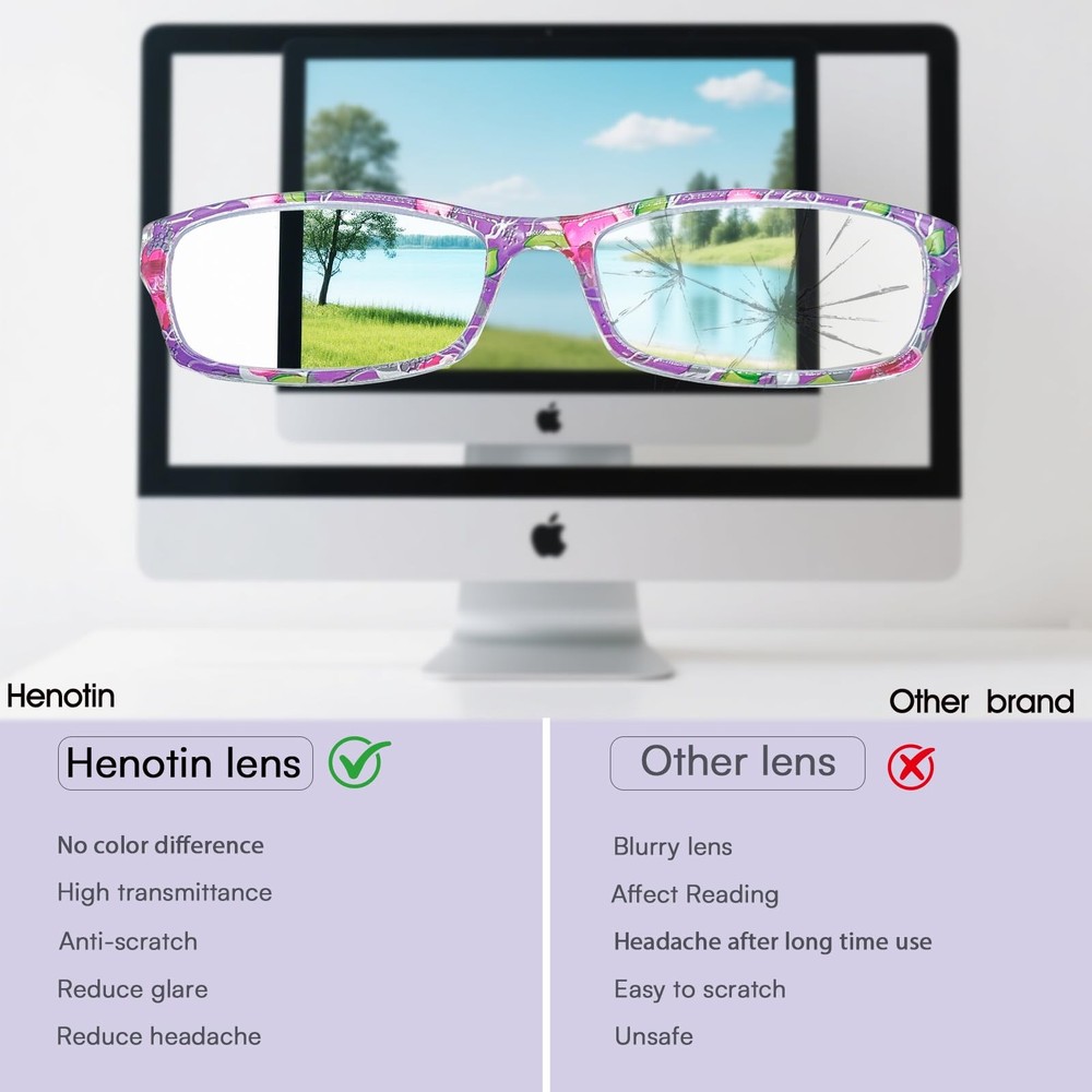 Henotin 6-Pack Blue Light Blocking Reading Glasses Anti-Eyestrain Computer 3.50D