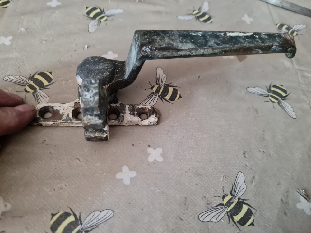 One Single Old Antique Brass Window Latch Handle Needs Stripping But Does Move