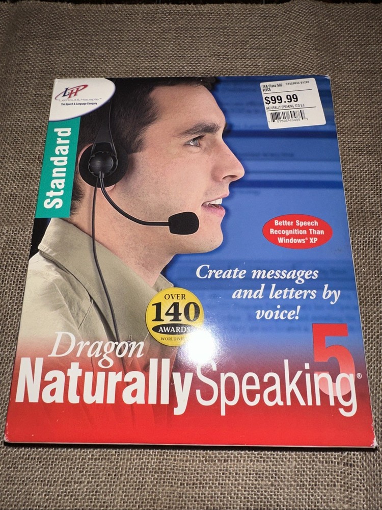 DRAGON NATURALLY SPEAKING 5 SPEECH RECOGNITION SOFTWARE FOR WINDOWS 98