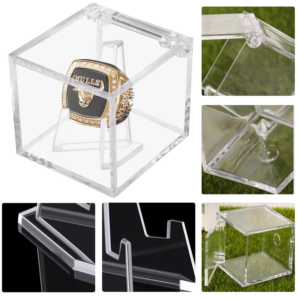 Championship Ring Display Case, Clear Acrylic 2.36x2.36x2.36 Inch,