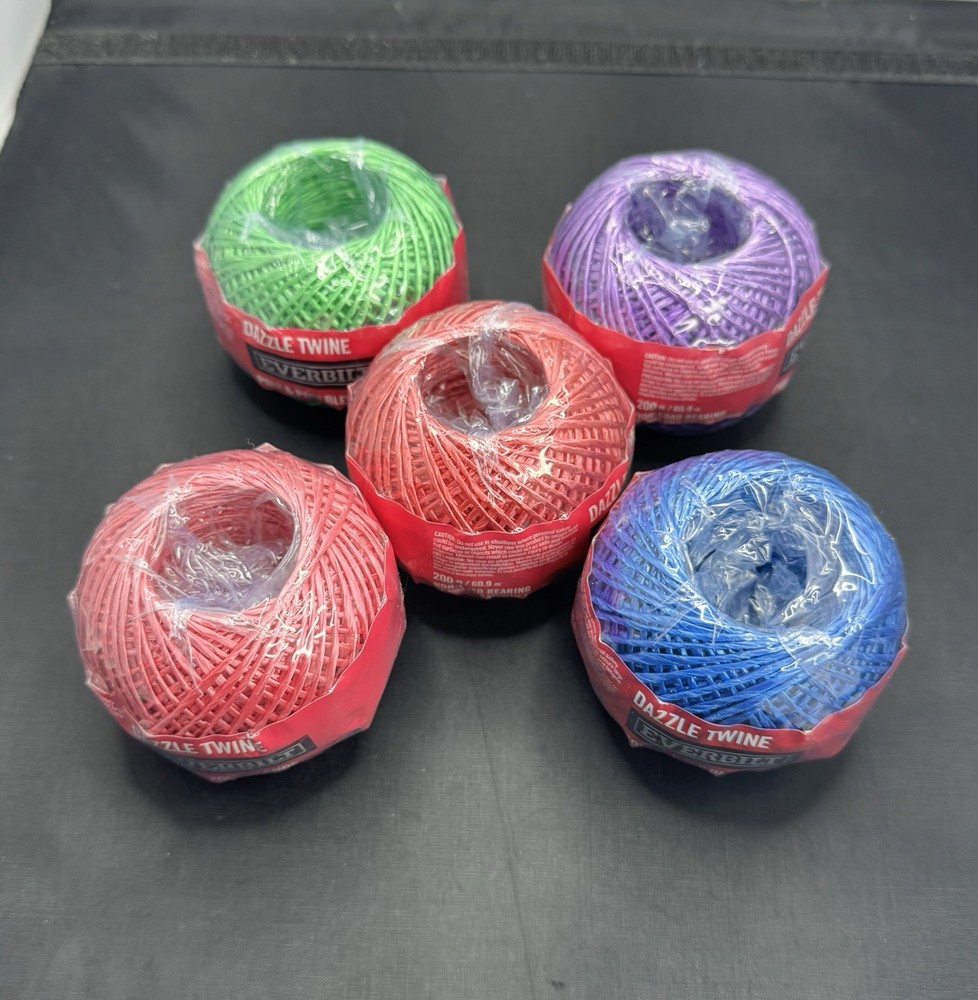 200 FT Metallic 🔴🟢🔵🟣🩷Poly DAZZLE TWINE String Twist Everbilt 5 Pack