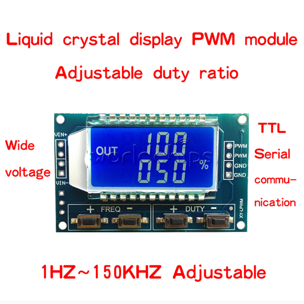 PWM Pulse Frequency Duty Cycle Adjustable Module Signal Generator LCD Display