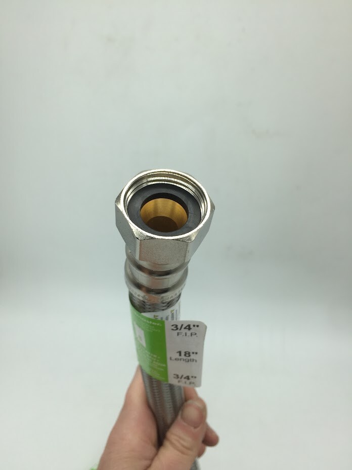 3/4 in. F.I.P. x 3/4 in. F.I.P. x 18 in. L Braided Stainless Heater Connectors