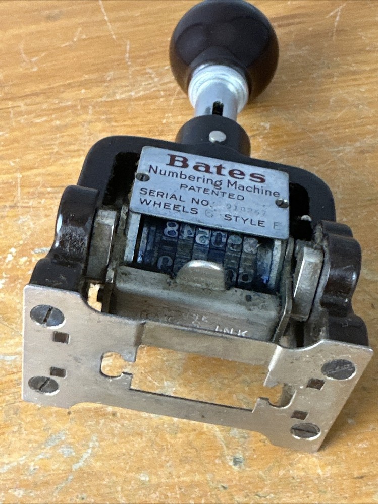 Vintage Bates Numbering Machine 6 Wheels Style E automatic Numerical Stamper