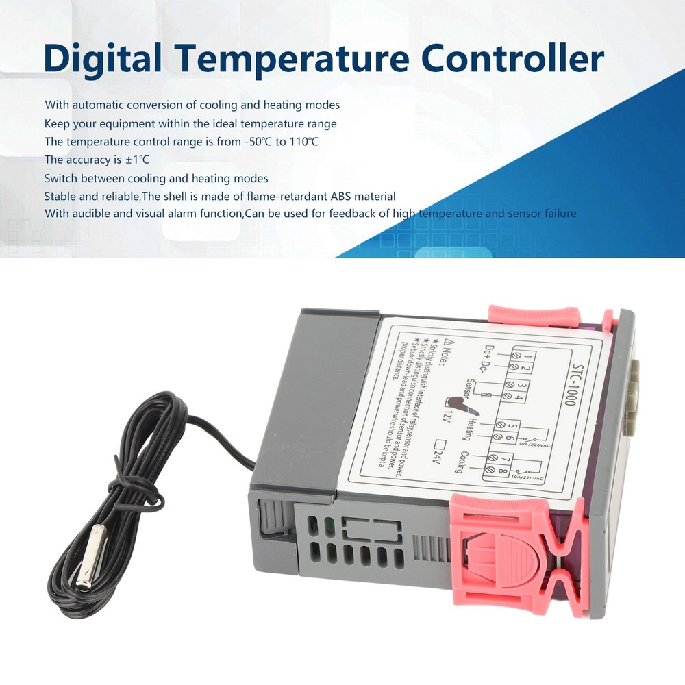 Digital Temperature Controller With Sensor STC-1000 Accurate Cooling And Hea