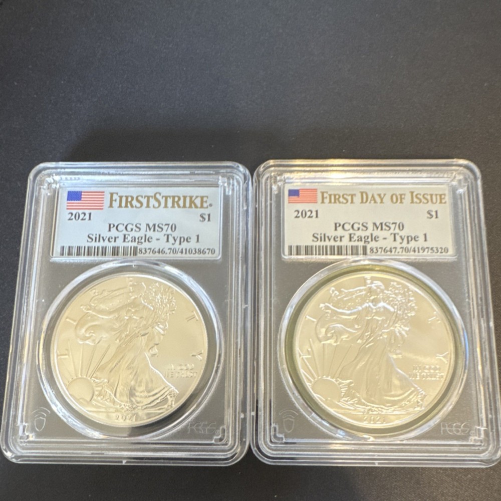 2021 PCGS MS70 $1 Silver Eagle Type 1 First Strike First Day Commemorative