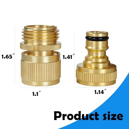 Garden Hose Quick Connect, 4 Set Solid Brass 3/4 Inch GHT Thread Garden 4 Pack
