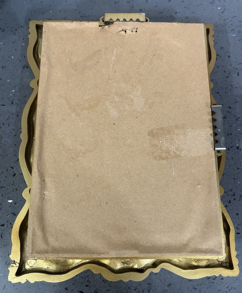 Vintage Gold Ornate Scroll Gold Wall Mirror Rectangle Plastic 9”