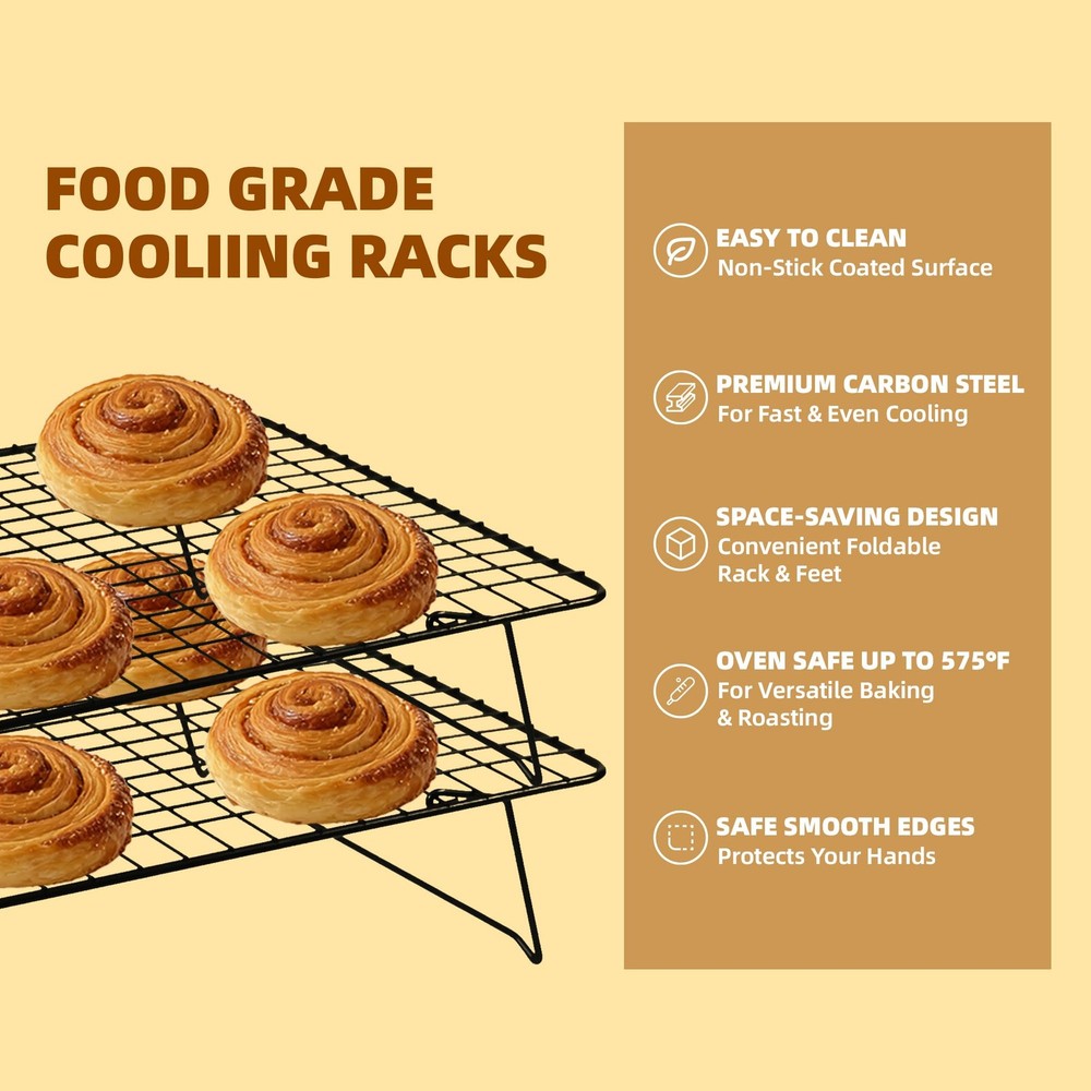 Cooling Rack, 3 Tier Stackable Cooling Racks for Cooking Baking Roasting, Mul...