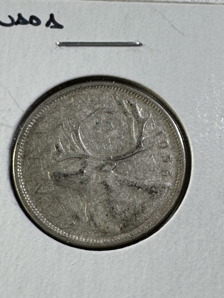 1956 Canada 25 Cents Silver Coin