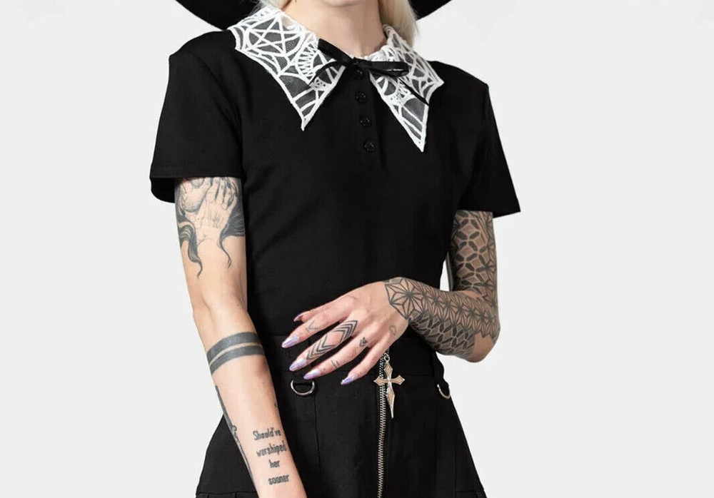 Killstar Apprentice Top Spiderweb Collar Bow Gothic Dark Academia KSRA006567