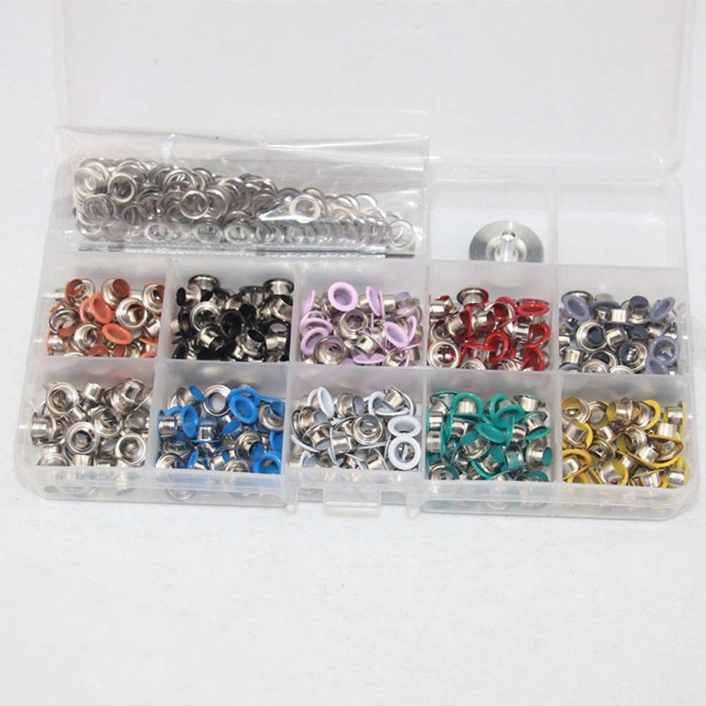 300 Set 6MM Grommets Set Sturdy Eyelets Button Kit with 3PCS