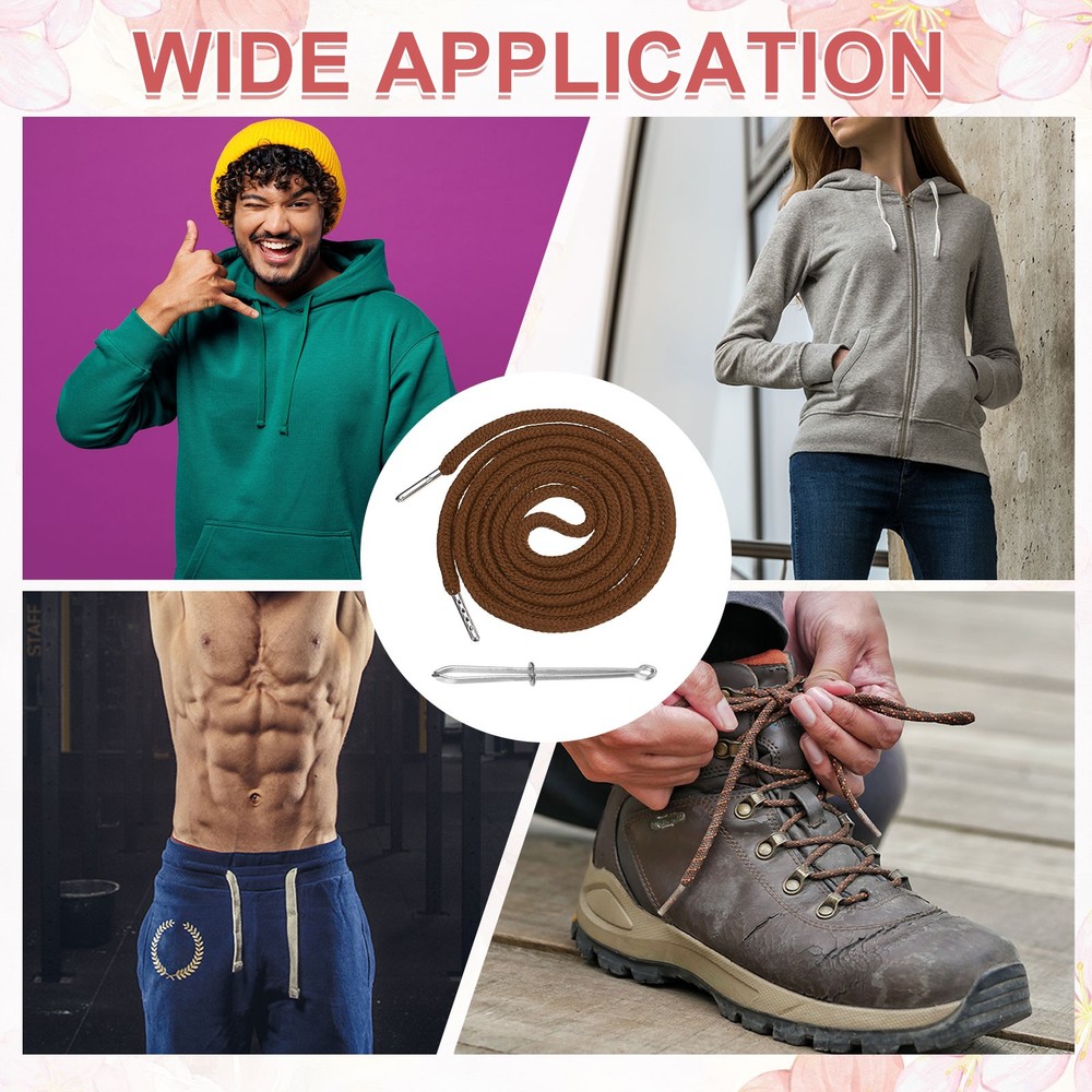 2 Pcs Hoodie Strings Drawstring Cords with Easy Threader (Brown)