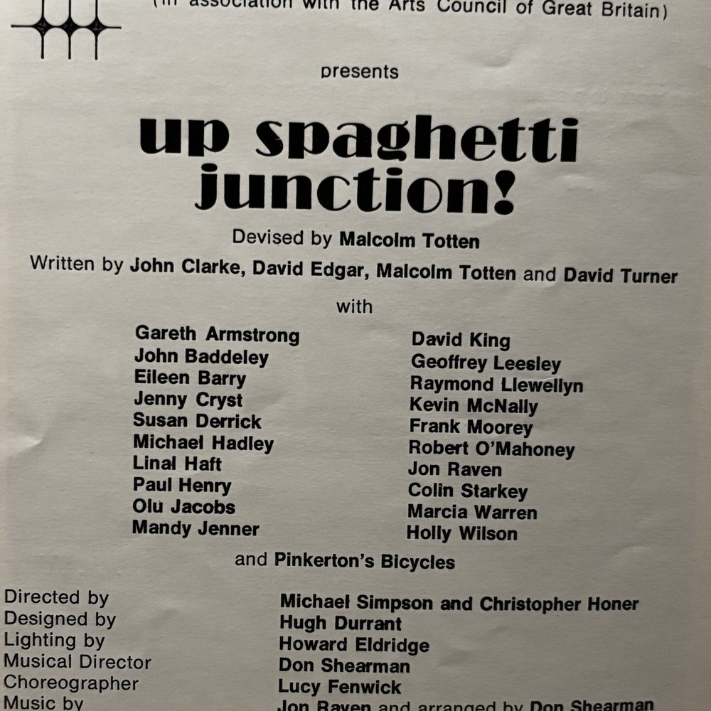Up Spaghetti Junction Programme 1973 Birmingham Repertory Malcolm Totten