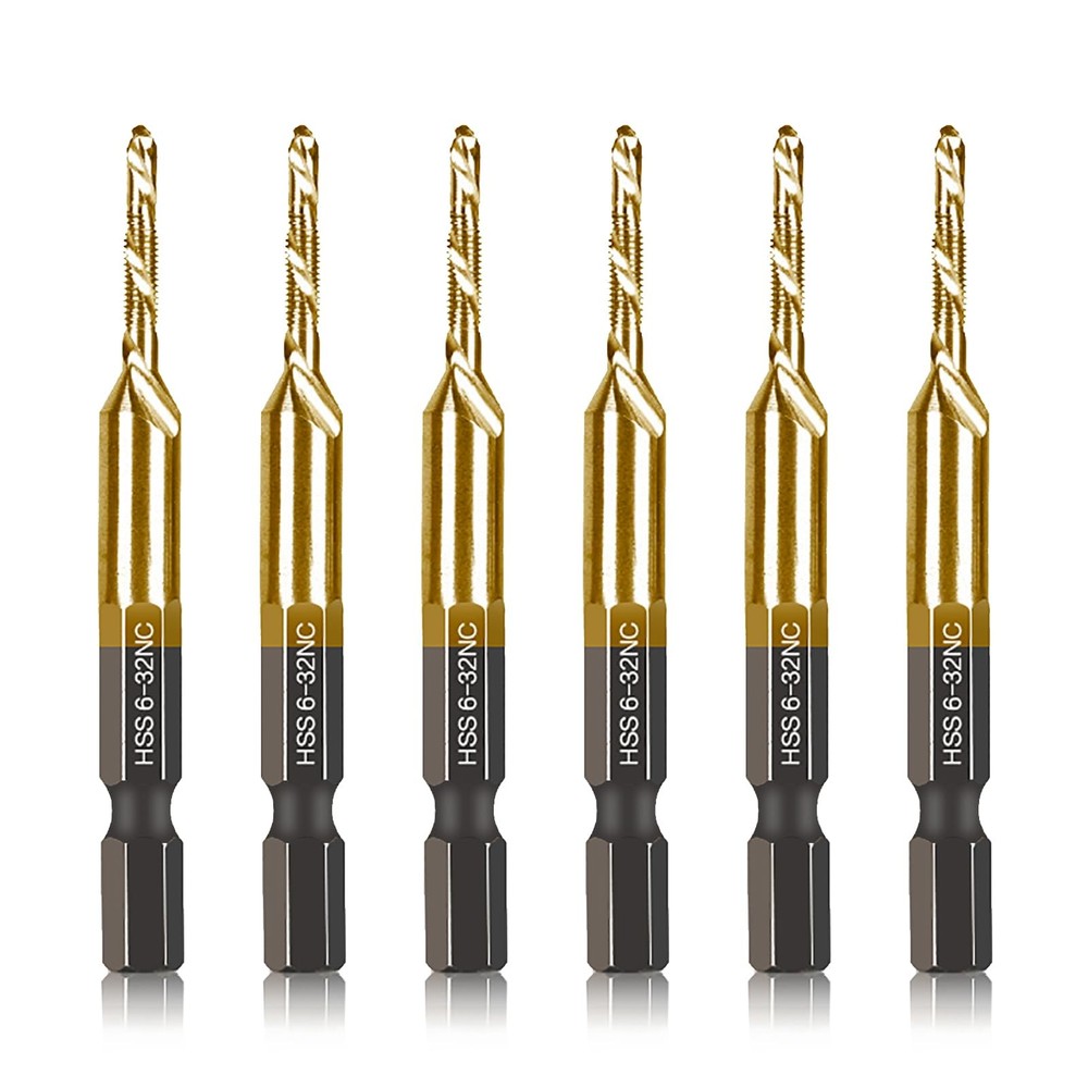 6-pc 6-32NC Combination Drill Tap Bit Set SAE, Thread 6 Pcs