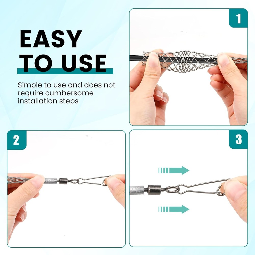 4 PCS 1/2 Inch Wire Pulling Grip Mesh Cable Pulls Metal Cable Pulling Grip Sock