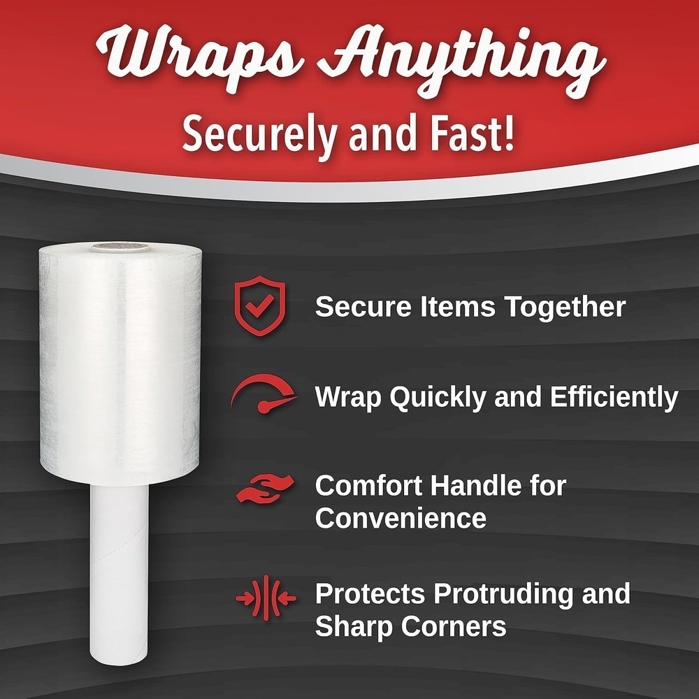 Multi-Purpose 80 Gauge Mini Stretch Wrap, 2 Pack 5 Inch Rolls for Packing