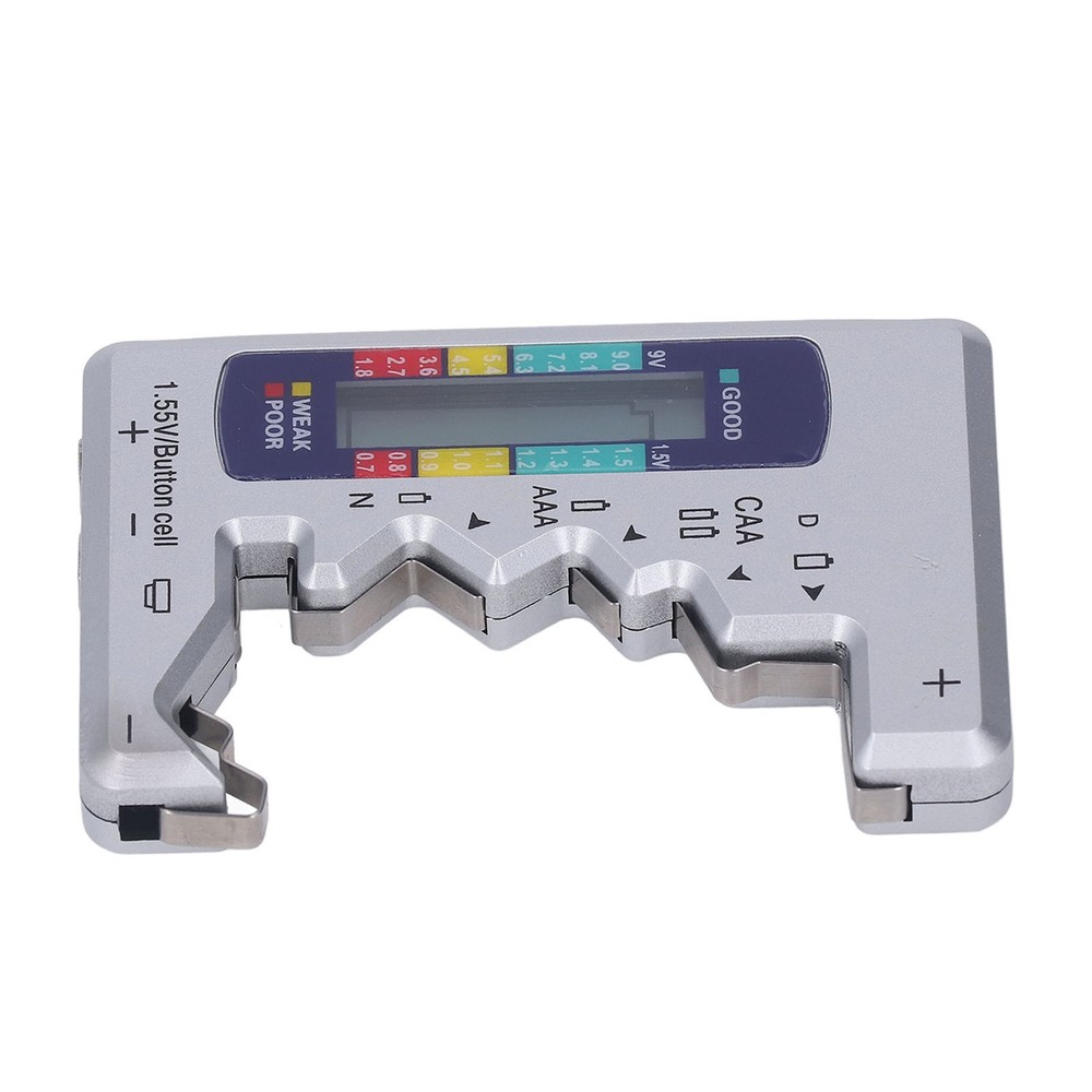 Digital Battery Tester LCD Screen Button Cell Battery Checker Silver