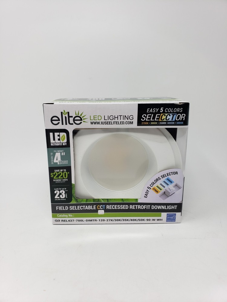 Elite LED Light 4” Round Recessed Downlight Fixture G3 Field Selectable CCT