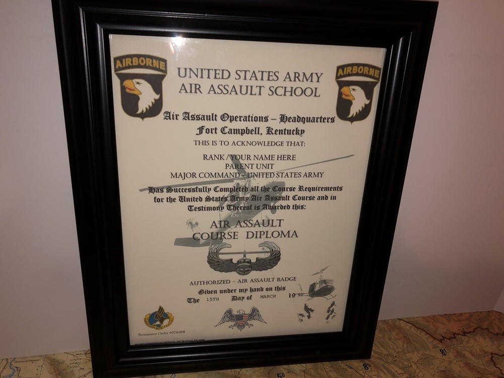 AIR ASSAULT COURSE DIPLOMA (COMMEMORATIVE CERTIFICATE)