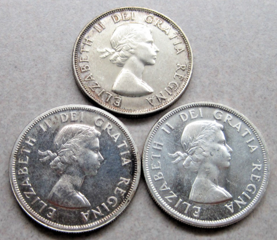 1953, 1958, 1960 Canada Silver Dollars