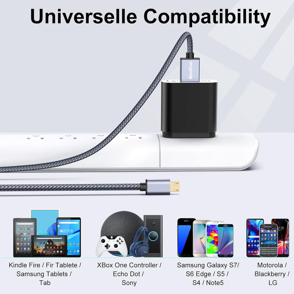 Micro USB Cable 20Ft/6M,Long Android Charger Cable,Nylon Braided Durable Fast Ph