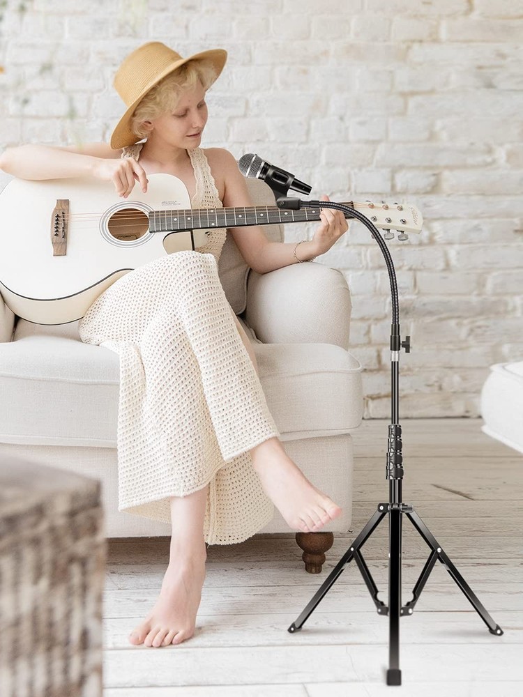 Aluminum Foldable Microphone Stand, 82’’ Tall & Height Adjustable Mic Stand