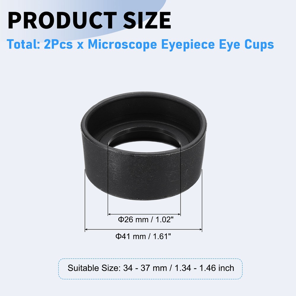 2 Pieces Rubber Eyepiece Cover Microscope 34-37mm, Black