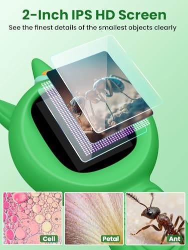 Acoath Microscope for Kids, Auto-Focus Handheld Digital Microscopes Green