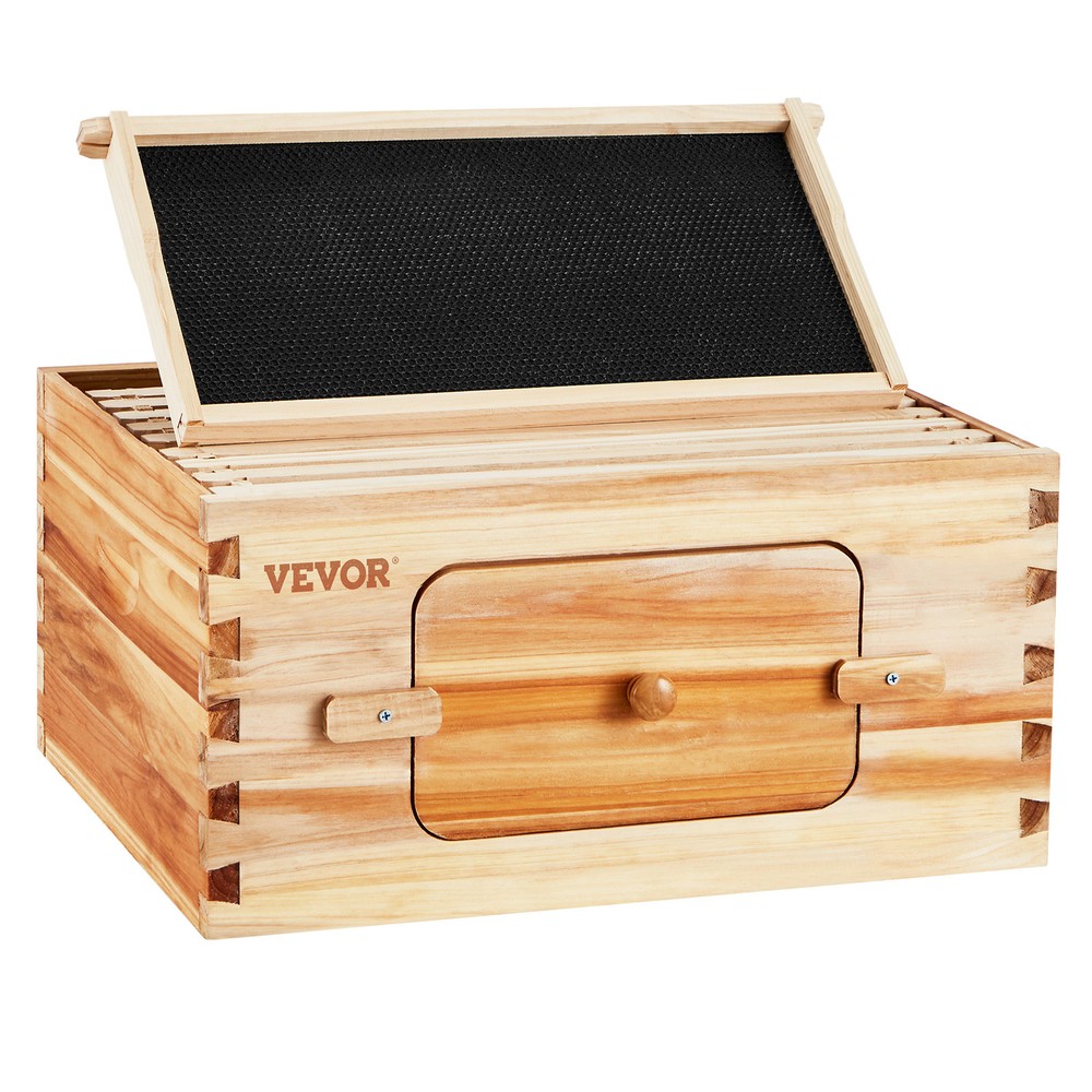 VEVOR Bee Hive Langstroth Deep Beehive Kit 10 Frames Acrylic Bee Windows