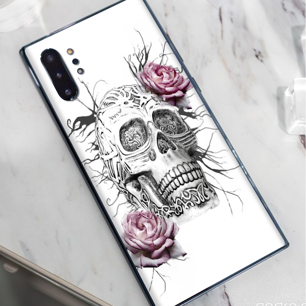 Skins Decal Wrap for Samsung Note 10 Plus Roses in Skull