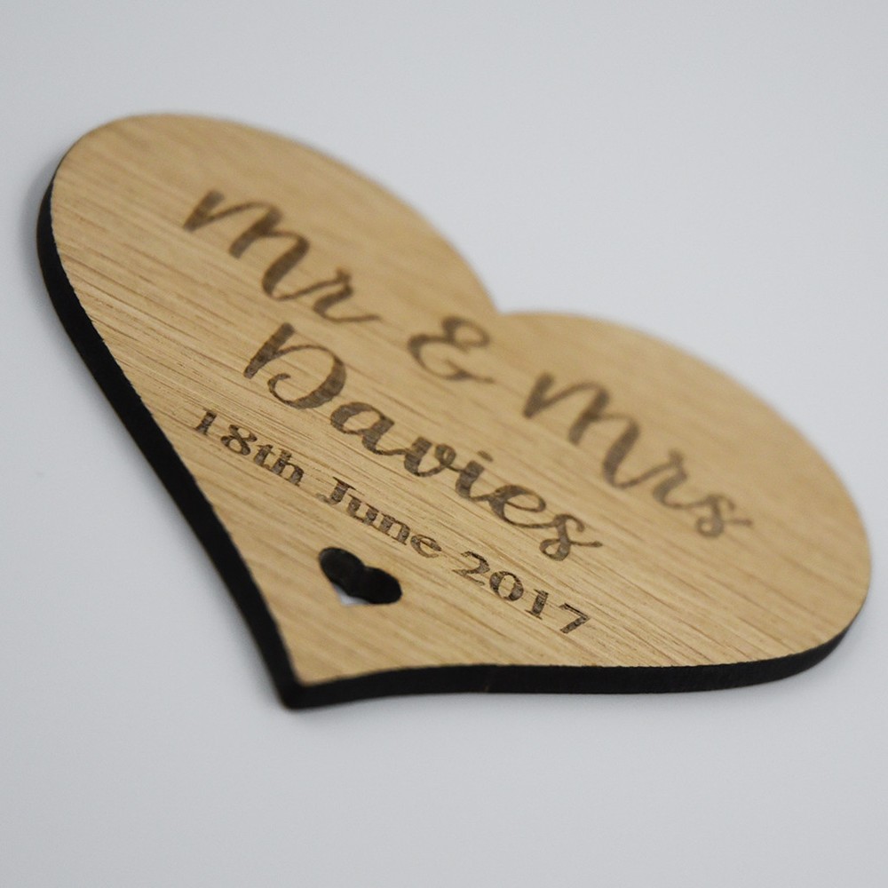 Personalised Mr & Mrs Heart Drinks Coaster