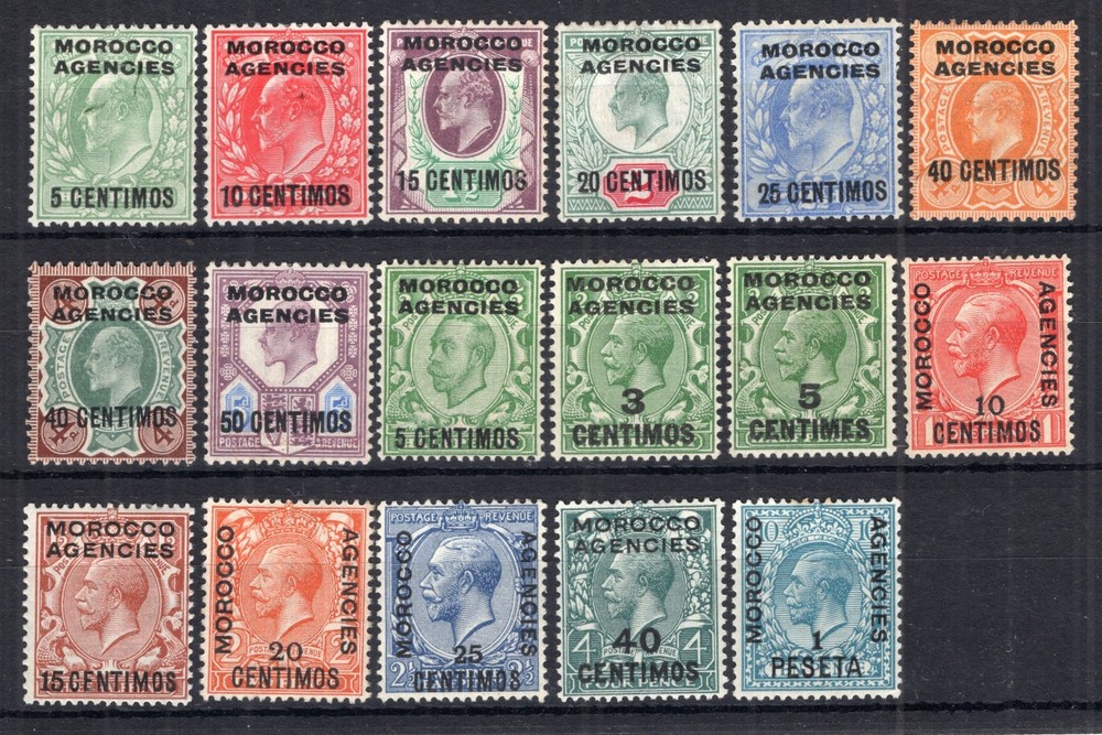 MOROCCO AGENCIES / SPANISH CURRENCY / 1907 - 1925 MINT MH SELECTION