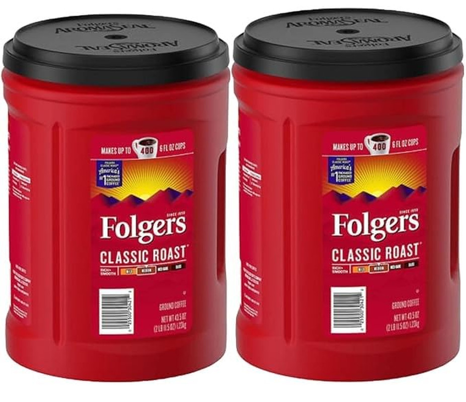 Folger Classic Roast Ground Coffee Medium Roast (43.5 Oz.) - 2 Pack