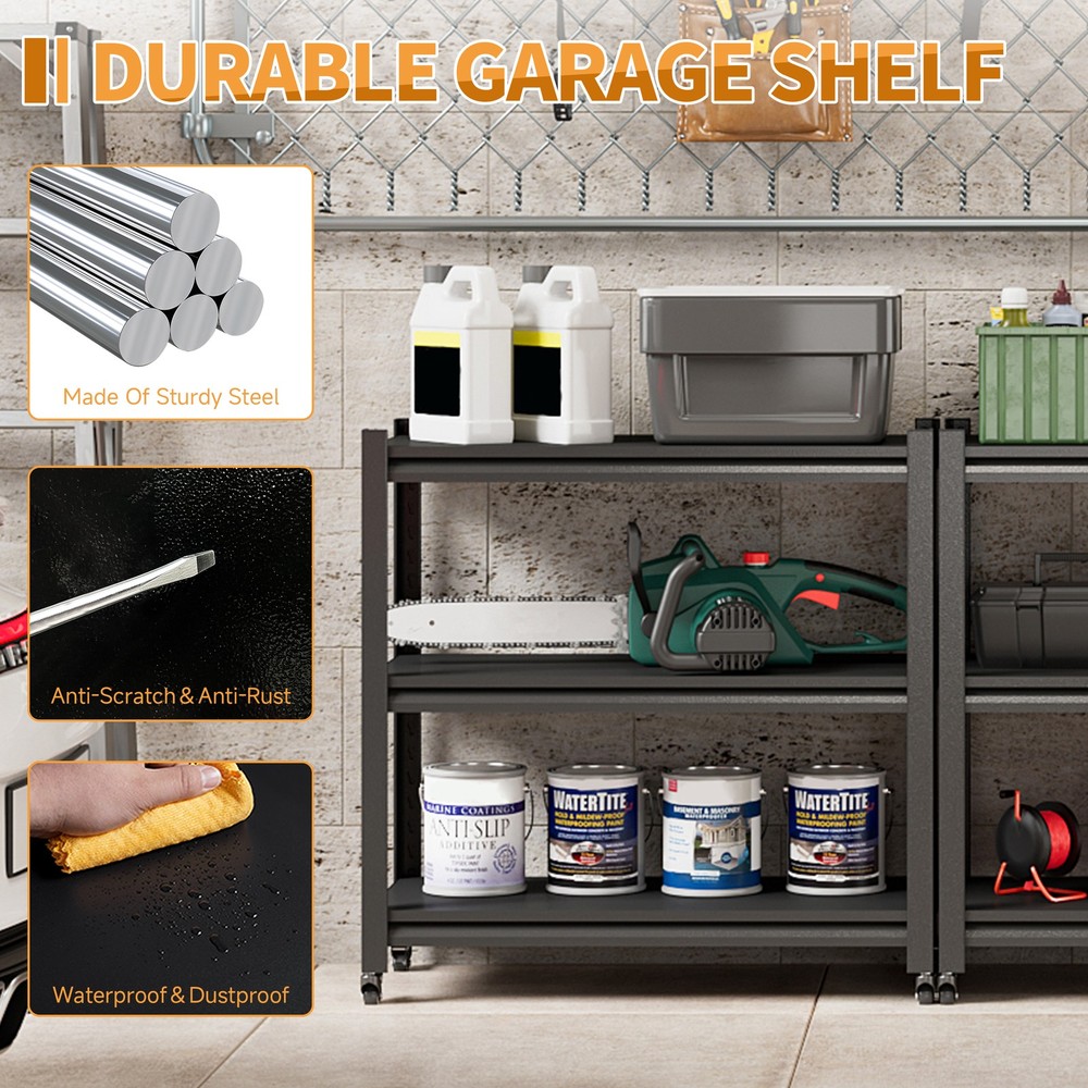 Garage Shelving Unit Rolling Tool Storage Shelves Metal Organizer Rack Kitchen