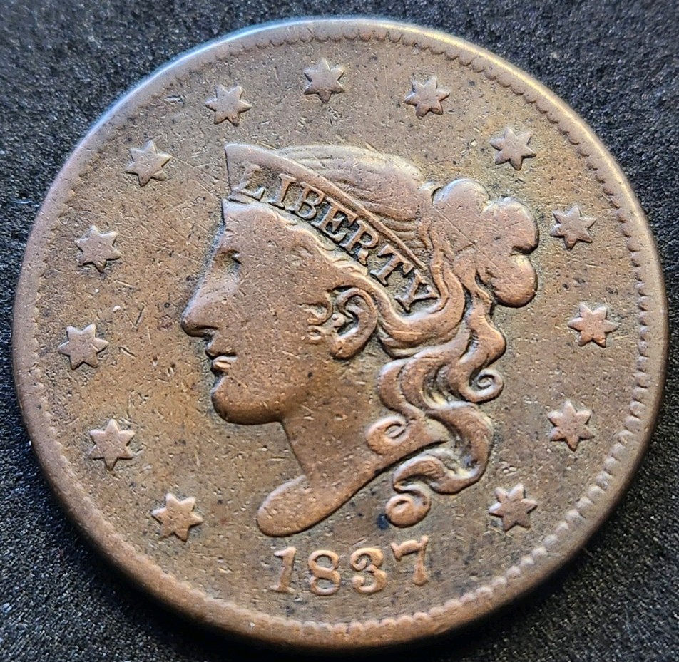 1837 Medium Letters Coronet Head Large Cent #5253