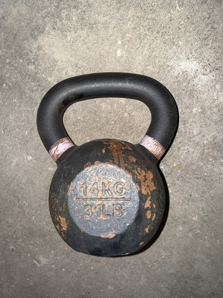 Yes4All 31 lbs Kettlebell Powder Coated Cast Iron with Wide Handle & Flat Bottom