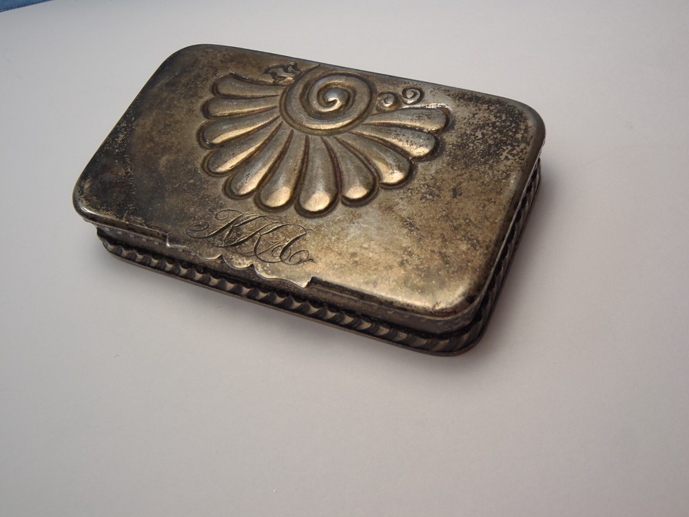 Antique 1892 Howard Co Sterling Silver 2 Compartment Stamp Box